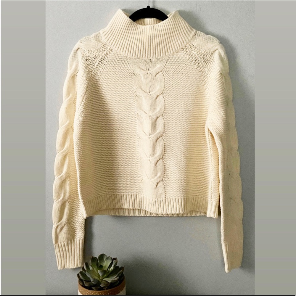 NWT Poof Apparel Mock Turtleneck Cropped Sweater